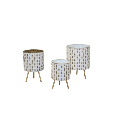 möbel direkt online Blumenkübel-Set 3tlg. Hellen gold/cremeweiß