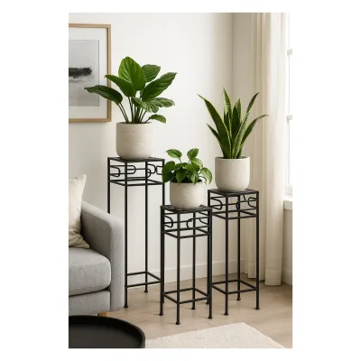 möbel direkt online Blumenständer 3tlg. aus Metall schwarz