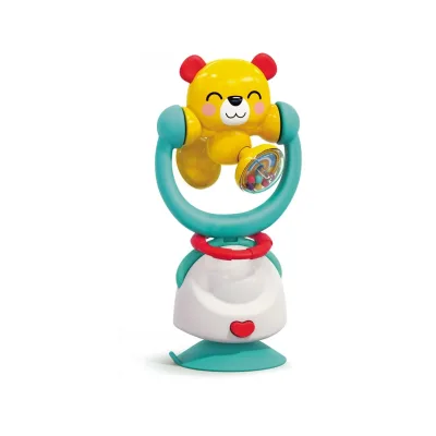 Moni Babyrassel 2 in 1, Hochstuhlspielzeug, Saugnapf, Greifling, ab 6 Monate türkis