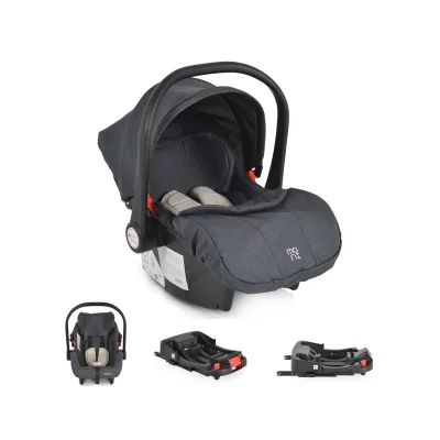 Moni Babyschale Trio Set mit Isofixbasis Royal, i-Size (40 - 87cm) Adapter beige