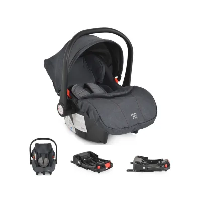 Moni Babyschale Trio Set mit Isofixbasis Royal, i-Size (40 - 87cm) Adapter grau