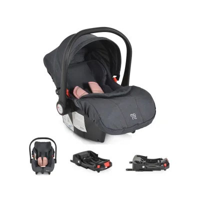 Moni Babyschale Trio Set mit Isofixbasis Royal, i-Size (40 - 87cm) Adapter rosa
