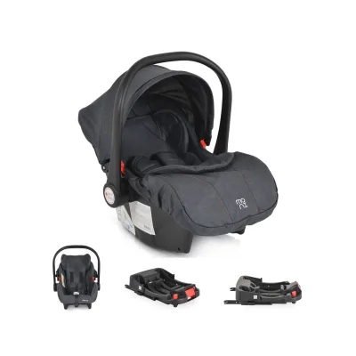 Moni Babyschale Trio Set mit Isofixbasis Royal, i-Size (40 - 87cm) Adapter schwarz