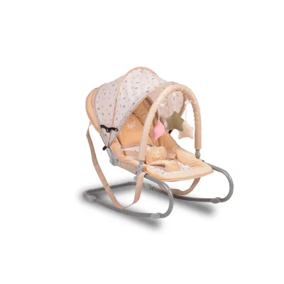 Moni Babywippe Lulu Sitzposition verstellbar Spielbogen Tragehenkel Metallrahmen beige