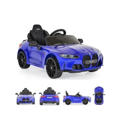 Moni Kinder Elektroauto BMW M4 Fernbedienung EVA-Reifen 2 Motoren Musikfunktion blau
