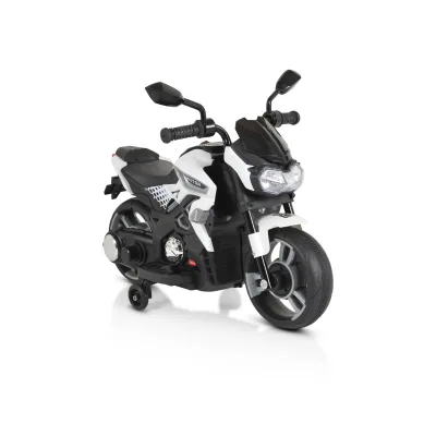 Moni Kinder Elektromotorrad Houston 1188F Musik, MP3, Scheinwerfer, Stützräder weiß