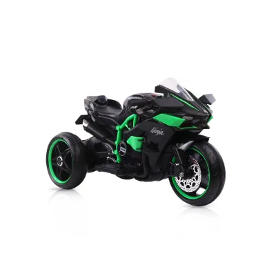 Moni Kinder Elektromotorrad Ninja, drei Kunststoffräder, LED-Beleuchtung, Mp3 schwarz