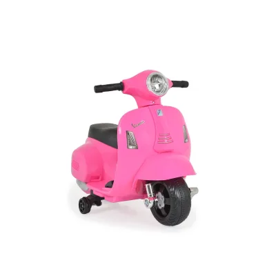 Moni Kinder Elektromotorrad Vespa GTS Super Sport, Roller, Frontleuchten, Hupe pink