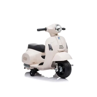 Moni Kinder Elektromotorrad Vespa GTS Super Sport, Roller, Frontleuchten, Hupe weiß