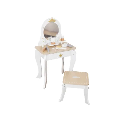 Moni Kinder Schminktisch Holz W08H206 Zubehör Spiegel Bürste Föhn Haargummis weiß