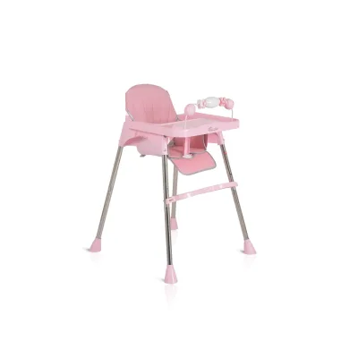 Moni Kinderhochstuhl Century, Spielzeug, Tablett verstellbar, Gurt, Fußstütze rosa