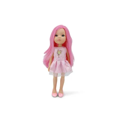 Moni Kinderpuppe 33 cm Pretty pink Doll Kleidung Haare Schuhe beweglich ab 3 Jahren