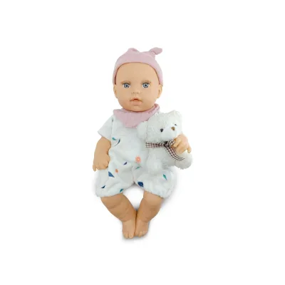Moni Kinderpuppe Bear und Baby 30 cm Kuscheltier, Schnuller, beweglicher Körper rosa