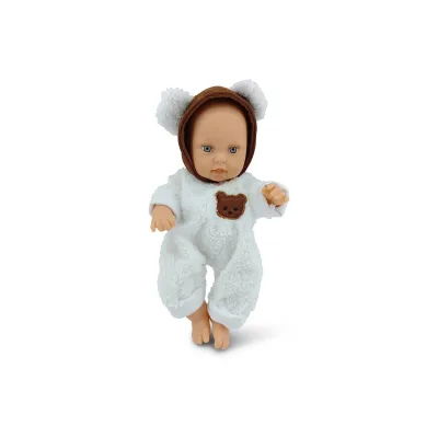 Moni Kinderpuppe Bear und Baby 30 cm Kuscheltier, Schnuller, beweglicher Körper weiß
