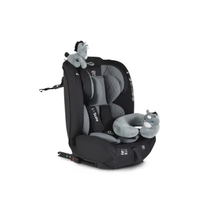 Moni Kindersitz i-Size i-Safe (76-150cm) Isofix, Top Tether, 13-fach verstellbar grau