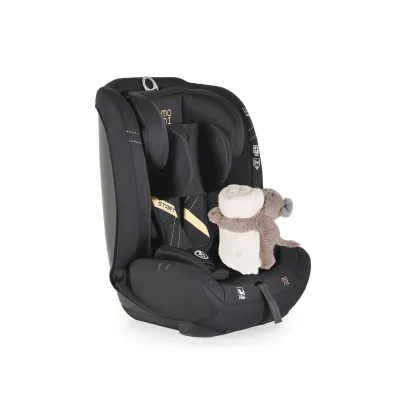 Moni Kindersitz i-Size Start (76-150cm) Kopfstütze verstellbar, Kuscheltier schwarz