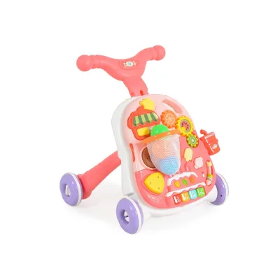 Moni Lauflernwagen 2 in 1 Korb, Musikfunktion, Spieltisch, Bälle, Spielcenter rosa