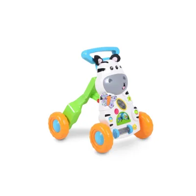 Moni Laufwagen kleines Zebra SL83007 klappbar Melodien Schiebegriff verstellbar blau