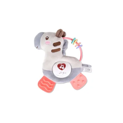 Moni Musik Plüschtier Zebra SL88007, Beißring, Greifling, Melodien, Lichter grau