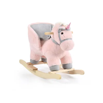 Moni Plüsch Schaukeltier Cookie WJ-6187, Schaukelpferd, Musikfunktion, bis 30 kg rosa