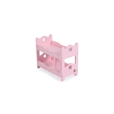 Moni Puppenbett PH12A003 Holz, Stockbett, Maße 31 x 16 x 26 cm, Leiter, Sterne rosa