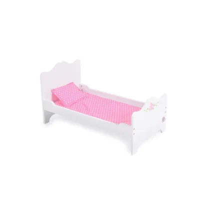 Moni Puppenbett PH12B019 aus Holz, Maße 48 x 32 x 30 cm, Kissen und Unterlage weiß