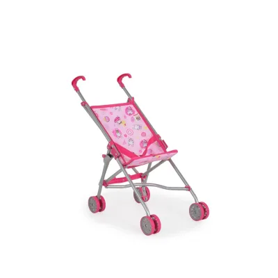 Moni Puppenwagen Kaya S9302 rosa Hasenmotiv mit Doppelräder, Schiebehöhe 55 cm rosa
