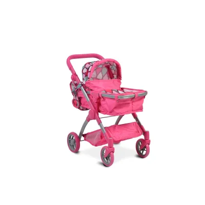 Moni Puppenwagen, Puppenbuggy Vicky 9620, Tasche, Schiebegriff höhenverstellbar pink