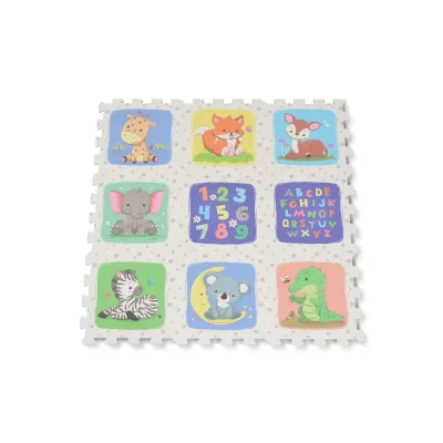 Moni Puzzle-Spielmatte Safari 9-teilig Tiermotiv Teppich EVA-Schaum rutschfest bunt