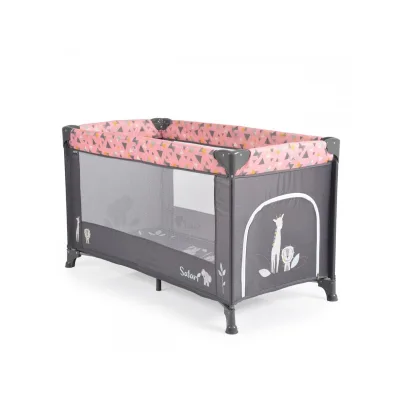Moni Reisebett, Laufstall Safari Matratze Sichtfenster Seiteneingang Tragetasche rosa pink