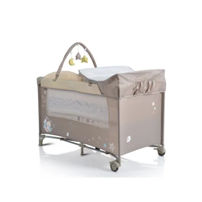 Moni Reisebett Sleepy Rollen, Wickelauflage, Matratze, Spielbogen, Seiteneingang beige braun
