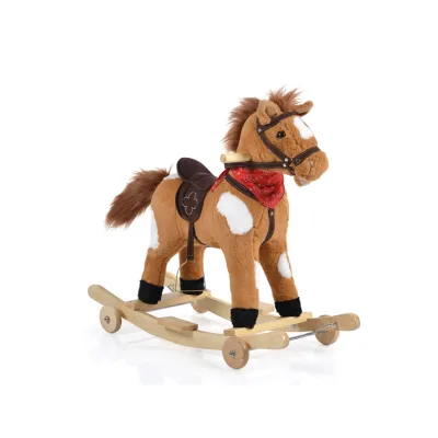 Moni Schaukelpferd Plüsch Thunder WJ-302, Sound, Kufen, Rollen, bis 50 kg braun
