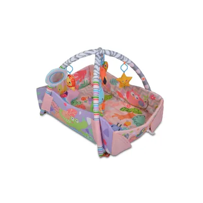 Moni Spielcenter 2 in 1 Oase Krabbeldecke Kissen Spielbogen Spielzeuge Bällebad pink
