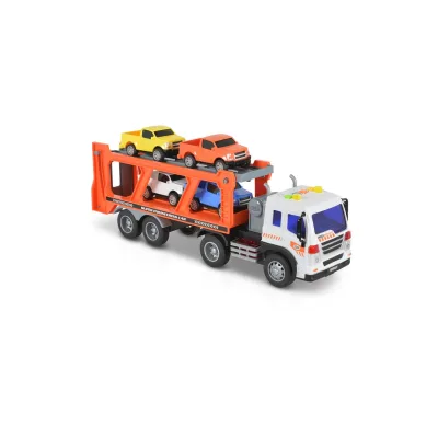 Moni Spielzeug Autotransporter WY572A, Soundfunktion, 1:16, Ladefläche, 4 Autos orange