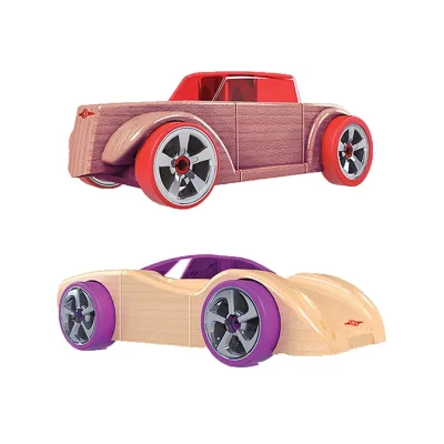 Moni Spielzeugautos 2er Set 53109 Mini 11,50 x 3,80 x 6,50cm aus Holz ab 4 Jahre bunt
