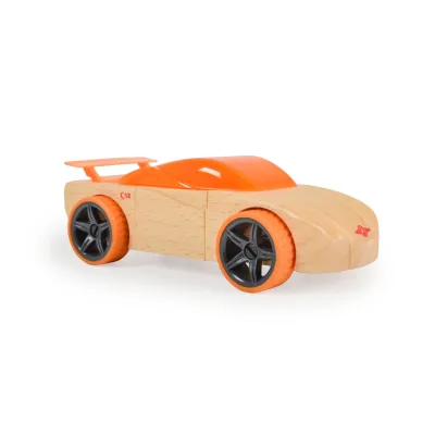 Moni Spielzeugautos Mini aus Buchenholz verschiedene Modelle, ab 4 Jahre orange