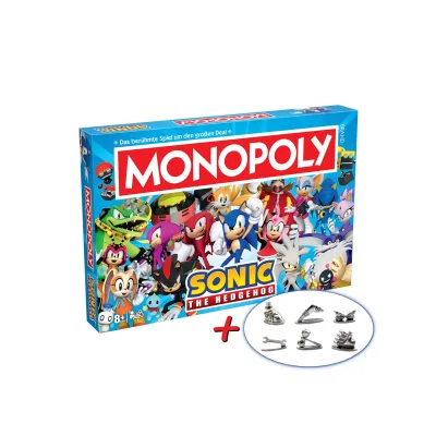 Monopoly - Sonic + 6 EXTRA Spielfiguren Gesellschaftsspiel Brettspiel Spiel