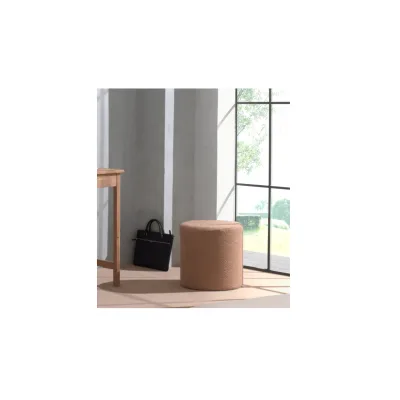 MOON Polsterhocker in Rund, 41,5 cm hoch, Bezug trendiger Boucle Stoff in Braun