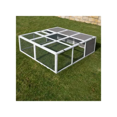 MyAnimal Hasenstall  MH-06 Freilaufgehege, Kaninchenstall XXL, mit Unterstand, Simple-Fold, Vollholz (Grau)