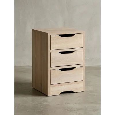 Nachttisch 3 Schubladen Modern Klein, Sonoma 31x31x49 cm