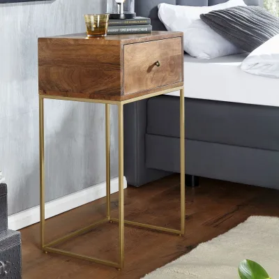 Nachttisch Massivholz Schublade Nachtkonsole Boxspringbett Nachtkommode Stauraum
