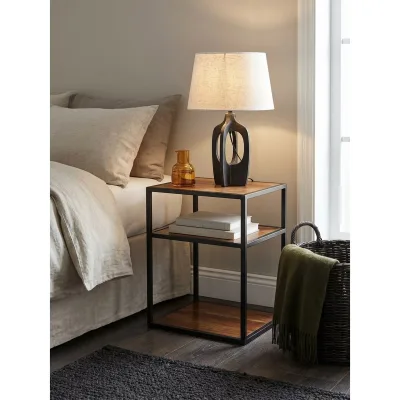 Nachttisch – Massivholz/Metall, 40x50x35 cm, hoch, Ablage, Industrial-Stil