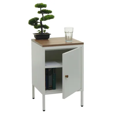 Nachttisch MCW-L84, Nachtschrank Kommode Beistelltisch Schrank, Metall 63x40x40cm, Melaminbeschichtet ~ weiß
