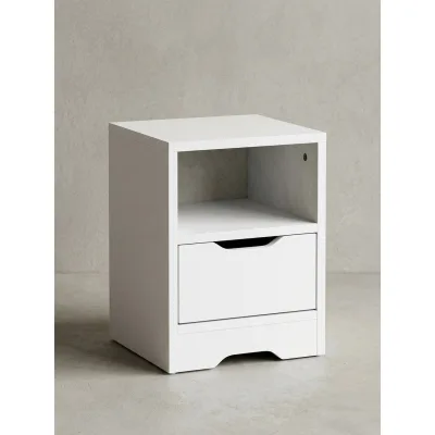Nachttisch Schublade Ablage Modern Klein, Weiß 31x31x43 cm