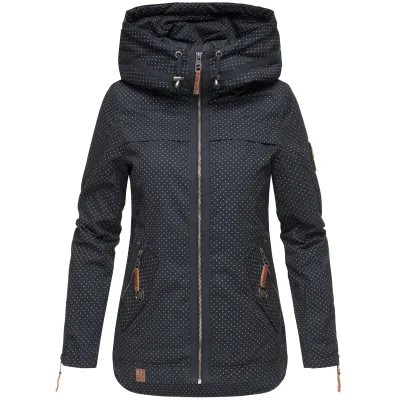 NAVAHOO Damen Moderner Outdoorjacke Übergangsparka aus Baumwolle mit Kapuze Wekoo