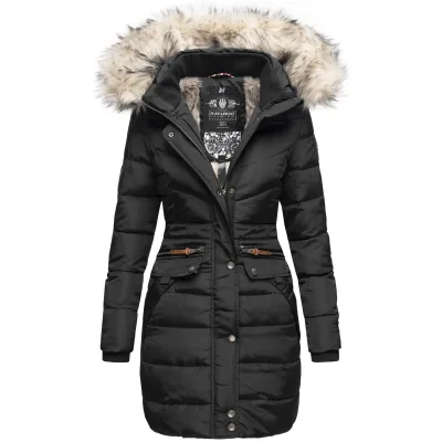 NAVAHOO Damen Stylischer Steppmantel Winter Parka mit edlem Fellimitat Paula