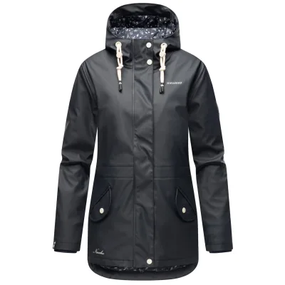 NAVAHOO Damen Warmer Regenjacke Wasserdichter Regenmantel mit Kapuze Oceans Heart