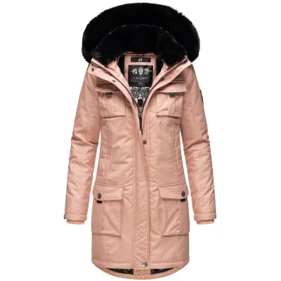 NAVAHOO Damen Wintermantel Parka mit abnehmbarer Kapuze und Einkaufstasche Tiniis