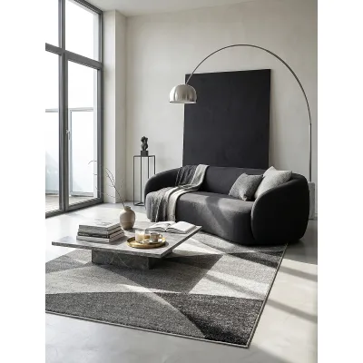 Niederflor-Läufer Pflegeleicht Grau 80x140 cm - THUR   Kadima Design
