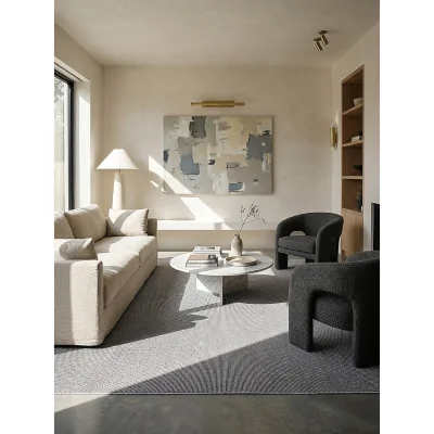 Niederflor-Teppich Uni Beige 133x133 cm - COLFOSCO   Kadima Design